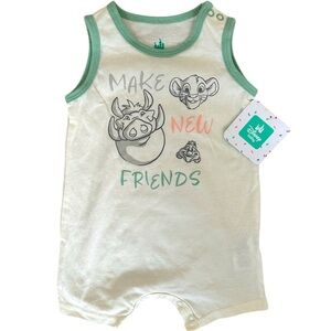 New Disney Baby Lion King Sleeveless Romper 6-9 M Baby Boy
‘Make new Friends’
